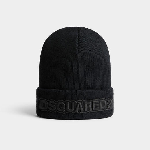 【一】DSQUARED2 男士字母徽标羊毛针织帽 黑色 KNM0001 15040001 M084 商品图0