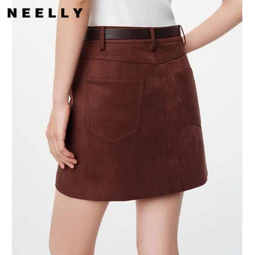 NEELLY纳俪2024秋商场同款安可拉红显瘦短裙女新款通勤复古半身裙N24091E01181 商品图0