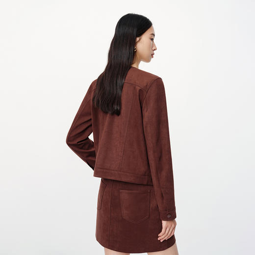 NEELLY纳俪2024秋商场同款复古美拉德圆领短外套女新款正肩夹克N24091C01167 商品图1