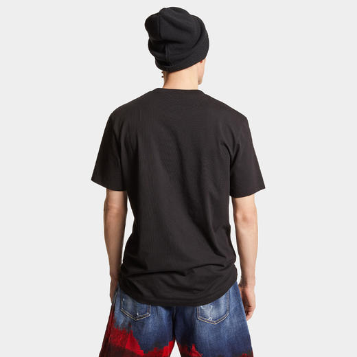 DSQUARED2 男士枫叶徽标印花棉质平纹针织圆领短袖T恤 黑色 S74GD1302 D20020 900 商品图3