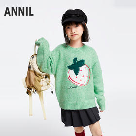 女童圆领长袖针织衫冬季新款安奈儿童装EG444514