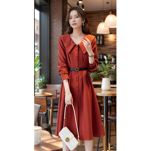 奢姿大码女装2024秋季个性娃娃领洋气连衣裙胖妹妹时尚气质裙子9943891260 商品图0