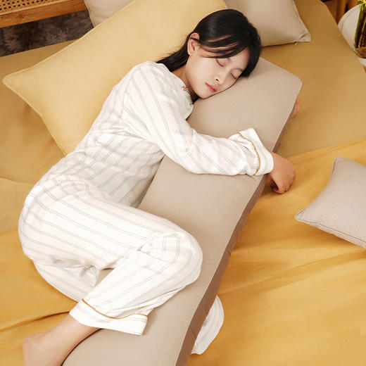 棕粉系列长条睡抱枕双人枕一体荞麦壳枕头纯棉睡觉家用不塌陷 商品图0