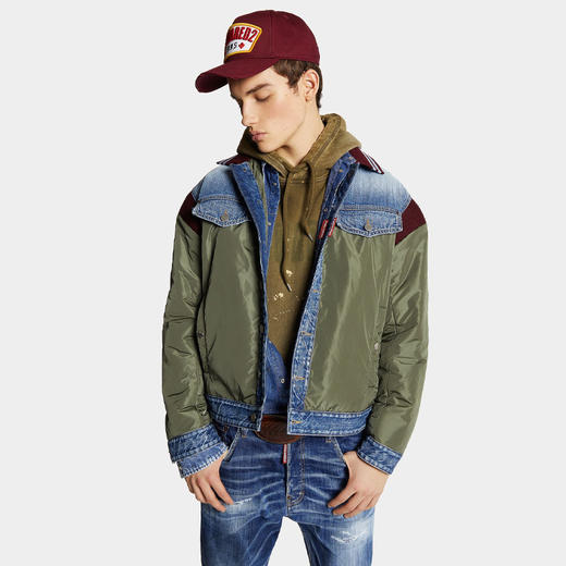 【一】DSQUARED2 男士校队牛仔棉服 混色 S74AM1514 S49197 707 商品图1