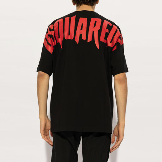 【二】DSQUARED2 男士字母徽标印花棉质圆领短袖T恤 黑色 S74GD1349 D20014 900 商品图2