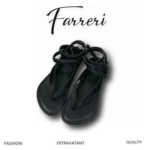 TR  23秋冬新款小众极简真皮夹趾人字拖鞋 商品图0