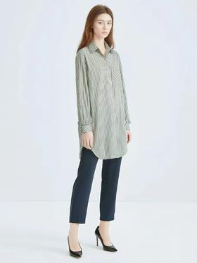 【秋上新】中长韩系条纹衬衫-喜出