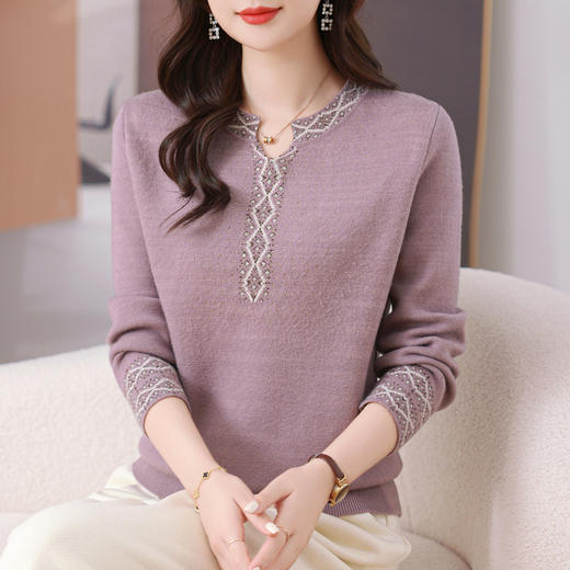 CC-MS-6918新款半开领针织衫上衣气质羊毛衣服妈妈春秋款宽松女装 商品图1