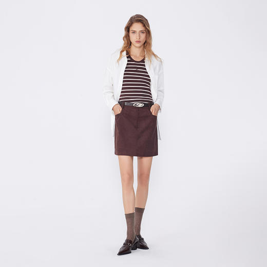 NEELLY纳俪2024秋商场同款安可拉红显瘦短裙女新款通勤复古半身裙N24091E01181 商品图2