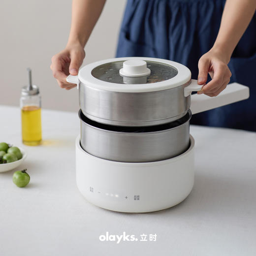 [屁侠推荐]olayks立时 2.5L不锈钢电煮锅 家用多功能分体式小型电炒锅 商品图1