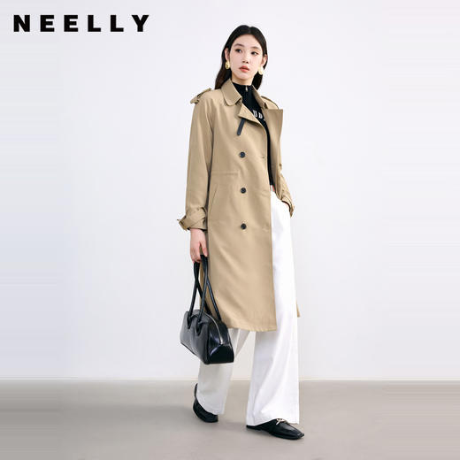 NEELLY纳俪2024秋商场同款中长款*双排扣风衣女新款通勤外套N24084F04601 商品图0