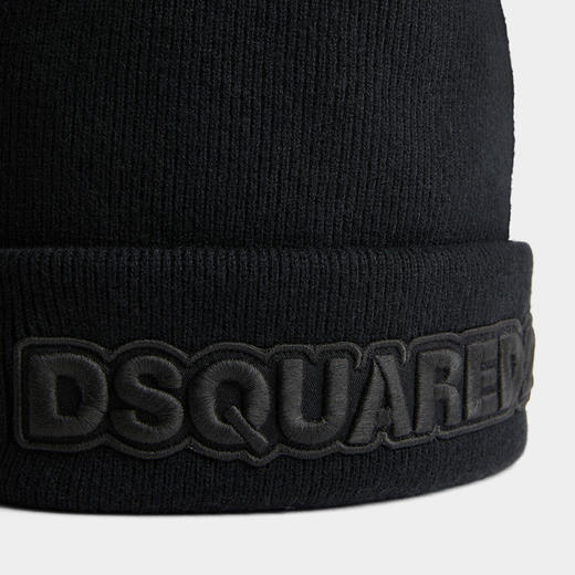 【一】DSQUARED2 男士字母徽标羊毛针织帽 黑色 KNM0001 15040001 M084 商品图2