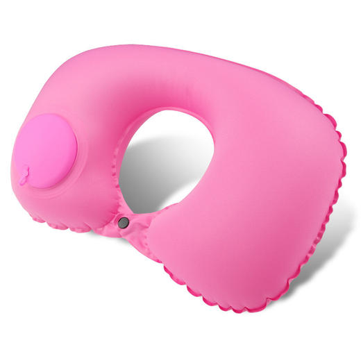 按压式充气U型空气飞机枕颈枕护颈U枕(牛奶丝清凉款+收纳袋) 商品图7