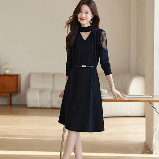 CC-ML-8979中长款遮屁股毛衣女秋冬内搭宽松洋气设计感镂空系带针织打底衫 商品图2