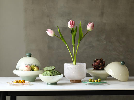 轻奢餐桌双色拼接中古风花瓶迷你水杯果盘碟子餐盘香薰烛台装饰品 商品图0