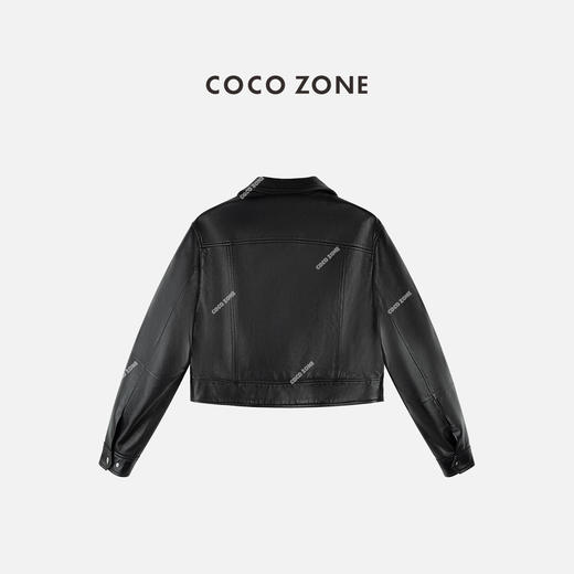 COCO ZONE 复古立领皮衣外套气质拉链开衫上衣CC2C1930 商品图1