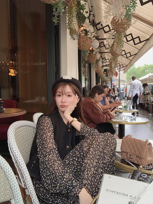 金蘑菇菇 优雅心事 /黑花裙裙 时髦甜 商品图0