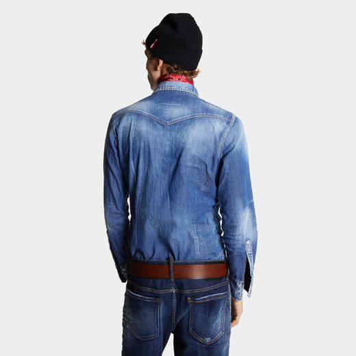 【二】DSQUARED2 男士经典牛仔长袖衬衫 蓝色 S74DM0846 S30341 470 商品图2