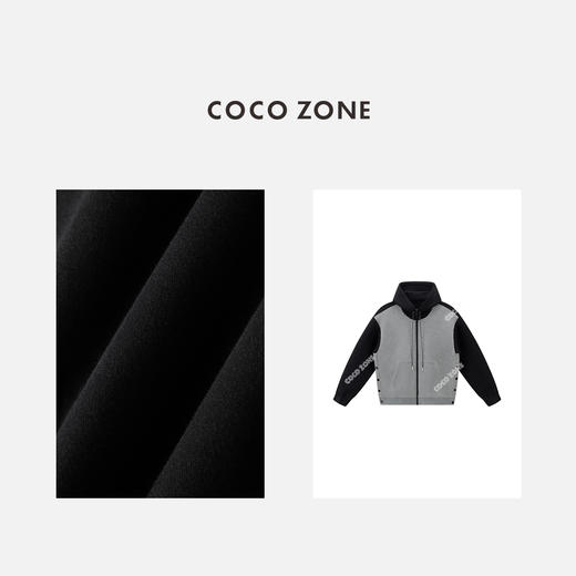 COCO ZONE 秋季拼色连帽外套复古拉链开衫上衣CC1C1848 商品图2