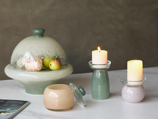 轻奢餐桌双色拼接中古风花瓶迷你水杯果盘碟子餐盘香薰烛台装饰品 商品图1