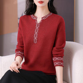 CC-MS-6918新款半开领针织衫上衣气质羊毛衣服妈妈春秋款宽松女装