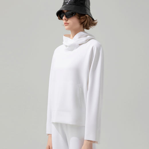 TAGX探观蓝鲸丝连帽卫衣女圆领高级轻盈运动宽松休闲抑菌早春 商品图3