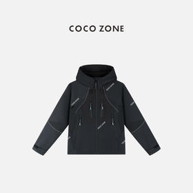 COCO ZONE 设计感拉链拼接女外套气质连帽上衣CC1C2062