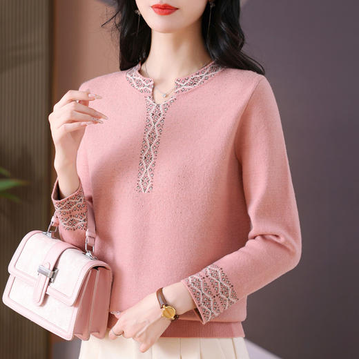 CC-MS-6918新款半开领针织衫上衣气质羊毛衣服妈妈春秋款宽松女装 商品图2