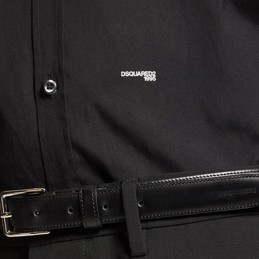 DSQUARED2 男士徽标刺绣休闲长袖衬衫 黑色 S74DM0659 S44131 900 商品图3