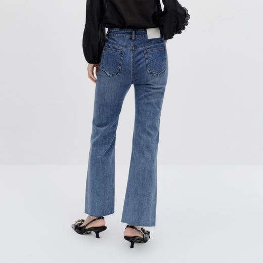 NEELLY纳俪商场同款蓝色牛仔裤女修身阔腿微喇长裤百搭时尚秋季N24084H04659 商品图1