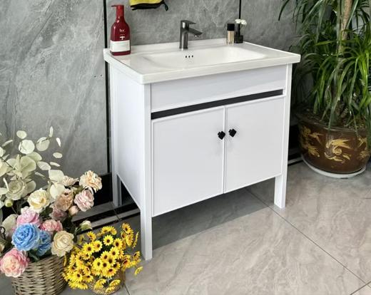 HT浴室柜 碳钢小地柜 80CM 无镜柜 三包装配48陶瓷盆 商品图0