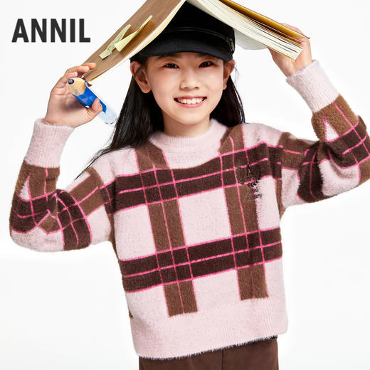 女童圆领长袖针织衫冬季新款安奈儿童装EG444512 商品图0