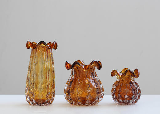 现代重工琥珀色气泡琉璃钱袋子花瓶摆件家居客厅水培样板间软装瓶 商品图0