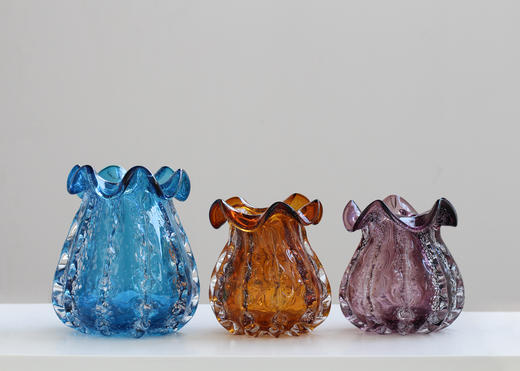 现代重工琥珀色气泡琉璃钱袋子花瓶摆件家居客厅水培样板间软装瓶 商品图5