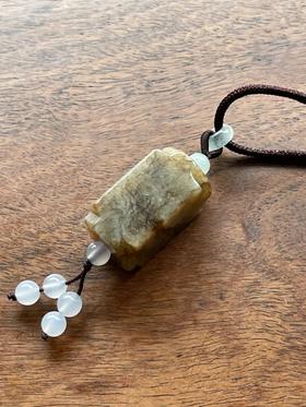 黑褐沁白玉素面琮形勒子，顺丰包邮