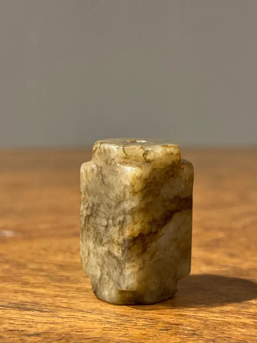 黑褐沁白玉素面琮形勒子，顺丰包邮 商品图1