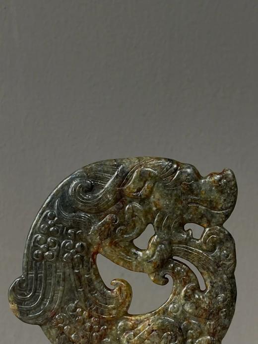 褐沁灰青玉鏤雕翼龙珮，顺丰包邮 商品图5