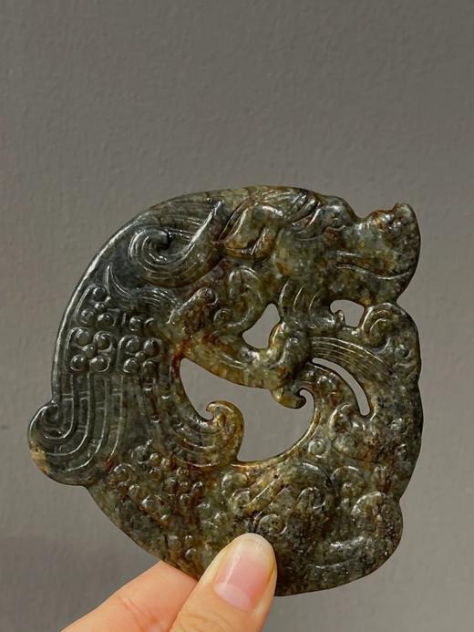 褐沁灰青玉鏤雕翼龙珮，顺丰包邮 商品图4