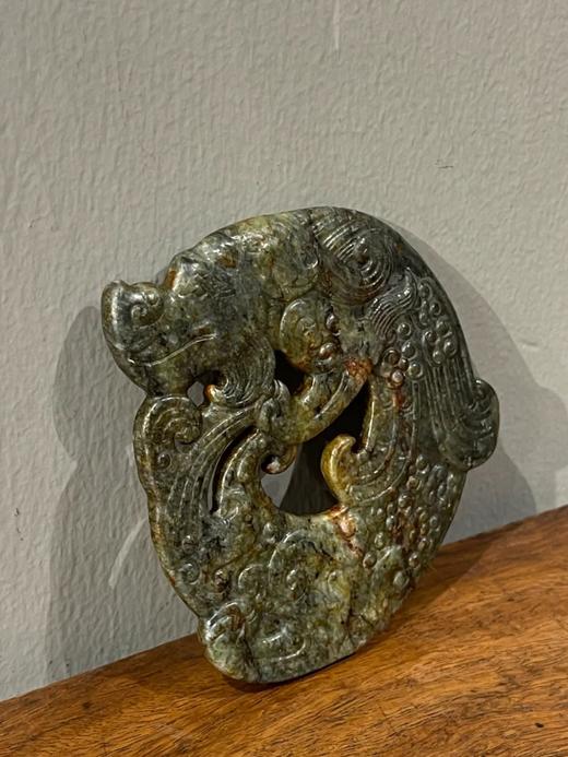 褐沁灰青玉鏤雕翼龙珮，顺丰包邮 商品图3
