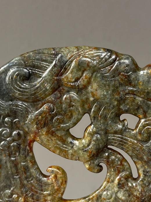 褐沁灰青玉鏤雕翼龙珮，顺丰包邮 商品图6