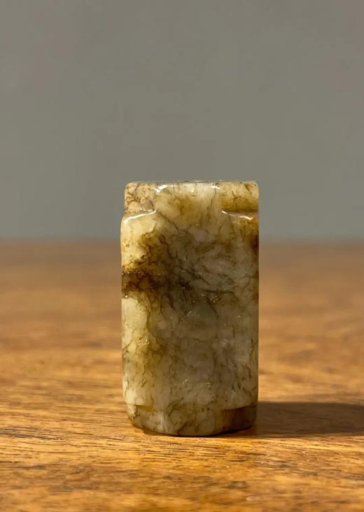 黑褐沁白玉素面琮形勒子，顺丰包邮 商品图3