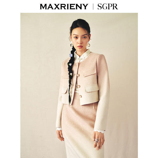 [东方新摩登]MAXRIENY浪漫落霞外套2024秋冬新款渐变色羊毛上衣女(货号:MS85JA531) 商品图1