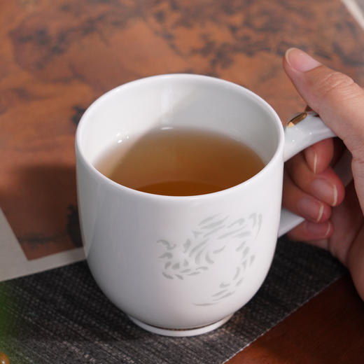 描金玲珑龙凤杯 景德镇四大名瓷之一玲珑瓷 描金工艺 龙凤呈祥 商品图5