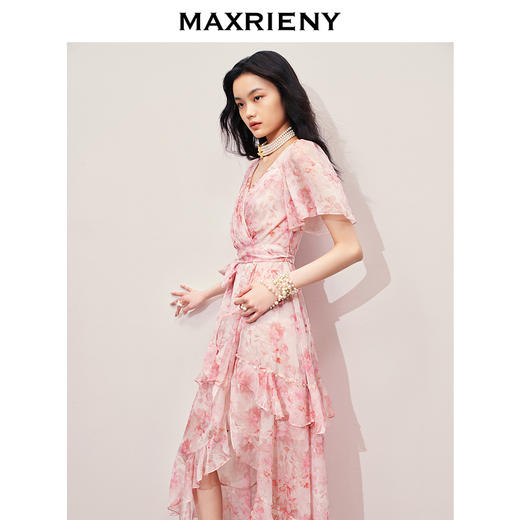 【商场同款】MAXRIENY浪漫甜美感茶歇裙系带连衣裙下午茶裙子(货号:MS85DR274) 商品图1