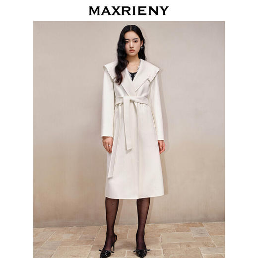 MAXRIENY极简通勤风双面呢羊毛大衣过膝长款外套(货号:MS88CT524) 商品图2