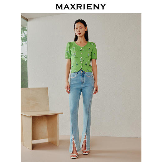 MAXRIENY小香风针织开衫薄修身v领上衣(货号:MC88SW262) 商品图2