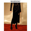 MAXRIENY*复古感开叉丝绒半裙鱼尾抽褶包臀裙子(货号:MC88SK832) 商品缩略图2