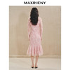 MAXRIENY*优雅浪漫感连衣裙2024秋冬新款鱼尾荷叶边蕾丝长裙(货号:MS85DR519) 商品缩略图3