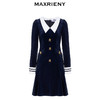 MAXRIENY复古海军风丝绒鱼尾裙法式优雅复古连衣裙(货号:MS88DR559) 商品缩略图4
