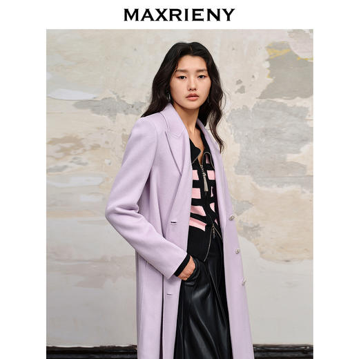 MAXRIENY极简垂坠感直身大衣长款过膝毛呢外套(货号:MC88CT511) 商品图2